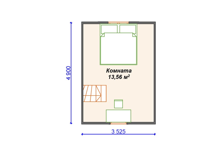 Дом из керамоблока VK449 "Дентон" c 1 спальней план мансардного этажа