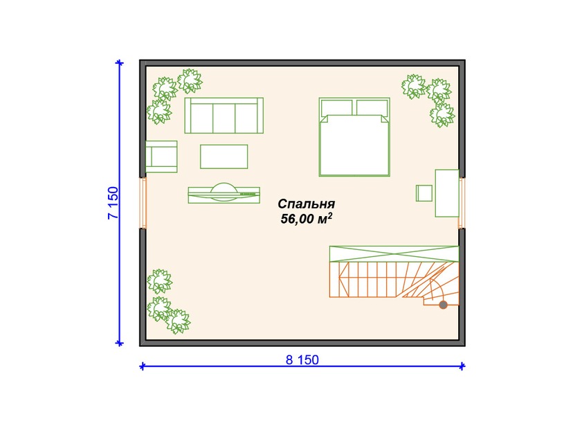 Дом из керамоблока VK459 "Визалия" c 2 спальнями план мансардного этажа