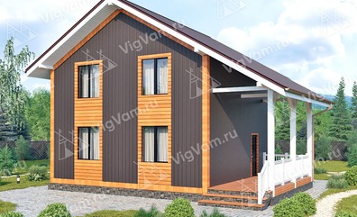 Каркасный дом с мансардой V450 "Денвер" строительство в Лесном Городке
