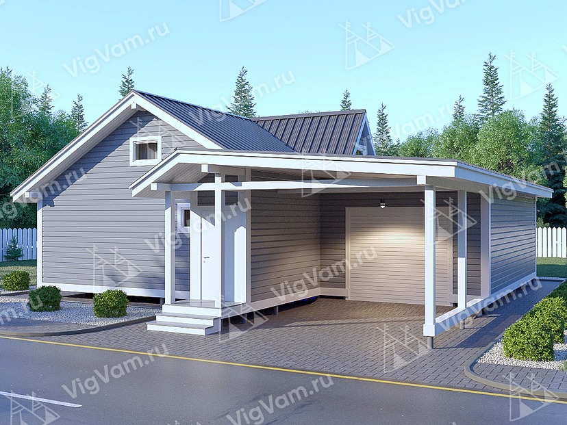 Каркасный дом с гаражом V441 "Эри"