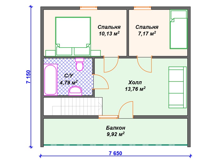 Дом из керамоблока VK440 "Шарлотт" c 3 спальнями план мансардного этажа