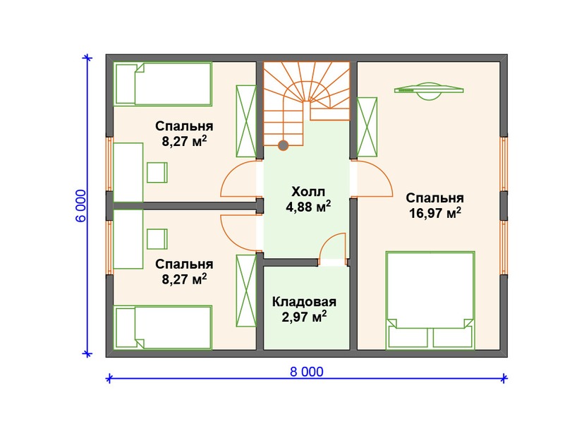 Дом из керамического блока VK385 "Скоттсдейл" c 4 спальнями план мансардного этажа