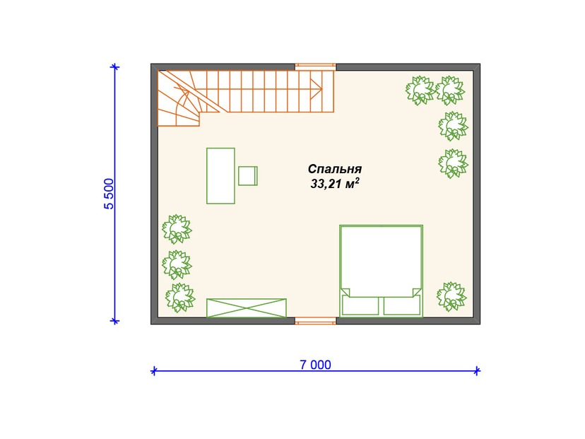 Газобетонный дом с мансардой - VG384 "Спокан" план мансардного этажа