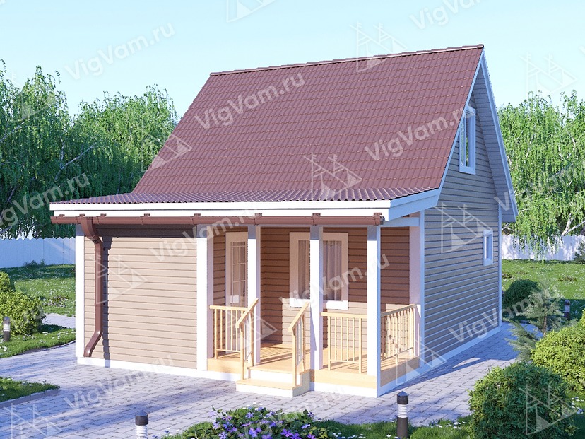 Каркасный дом с мансардой и сауной V438 "Абилин"