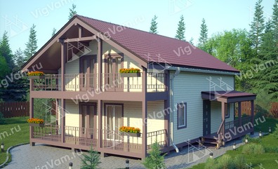 Каркасный дом 9x12 с балконом, террасой, мансардой – проект V437 "Аврора" в кредит/ипотеку