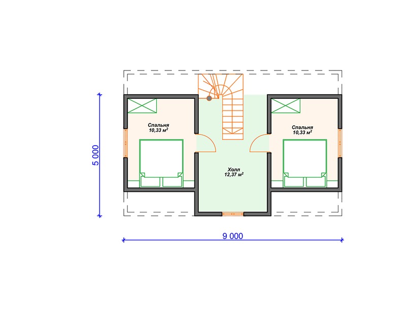 Газобетонный дом с мансардой - VG373 "Толедо" план мансардного этажа