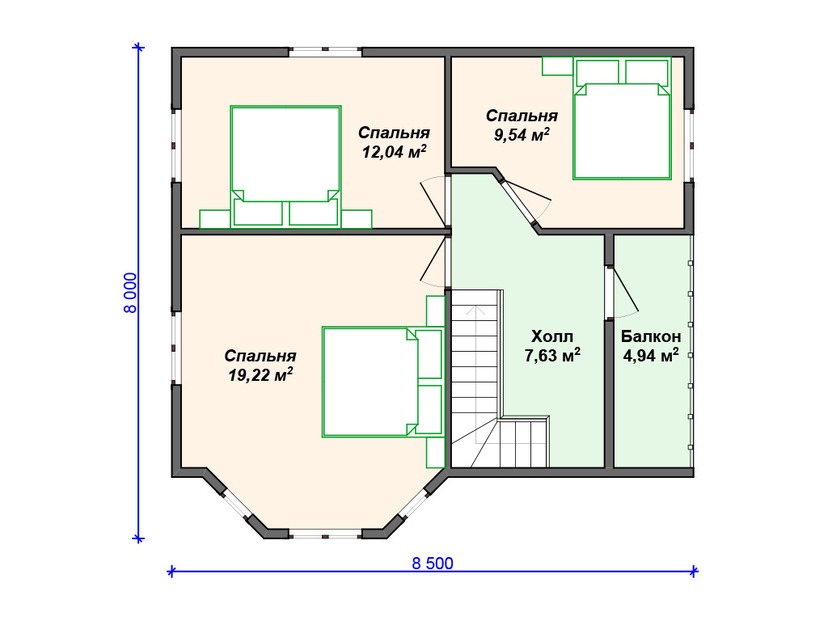 Дом из керамоблока VK410 "Колумбия" c 4 спальнями план мансардного этажа