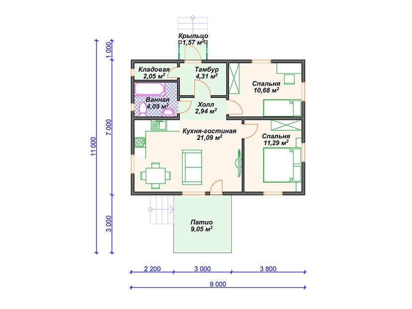 Газобетонный дом  - VG371 "Торнтон" план первого этаж
