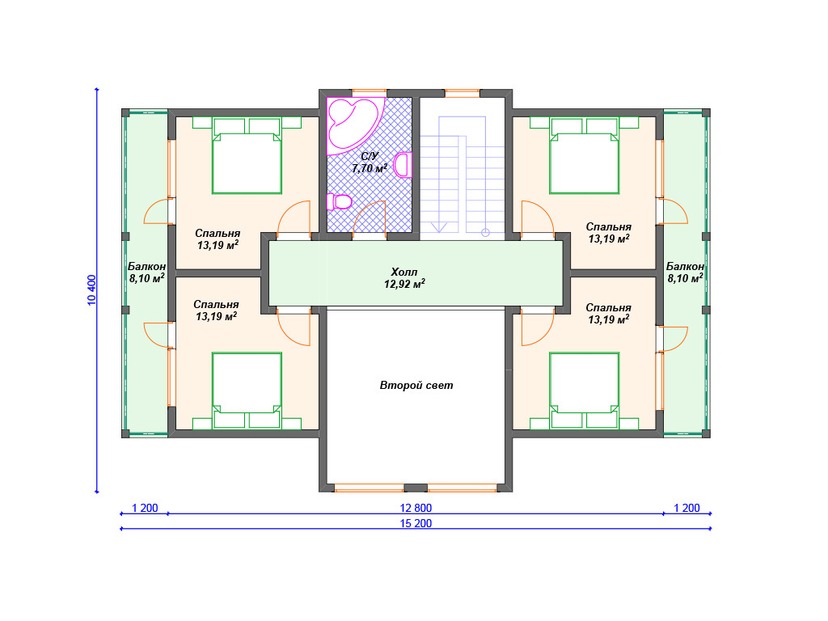 Дом из керамоблока VK408 "Корал-Спрингс" c 6 спальнями план мансардного этажа