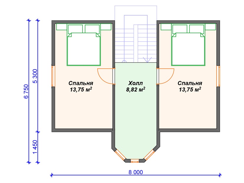 Каркасный дом 8x9 с котельной, эркером, мансардой – проект V430 "Балтимор" план мансардного этажа