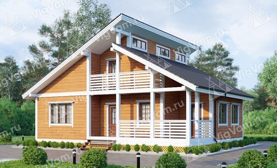 Каркасный дом с 4 спальнями, сауной, террасой V404 "Саванна" строительство в Богородском