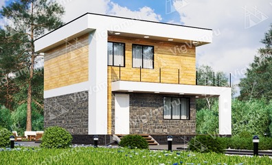 Каркасный дом с террасой V378 "Такома" строительство в Северном