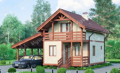 Каркасный дом с навесом для двух машин V402 "Салинас" строительство в Краснознаменске