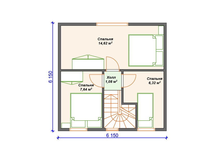 Дом из газобетонного блока с котельной, террасой, мансардой - VG401 "Сан-Антонио" план мансардного этажа