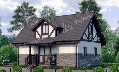 Дом из керамического блока с мансардой VK399 "Саннивейл" строительство в Краснозаводске
