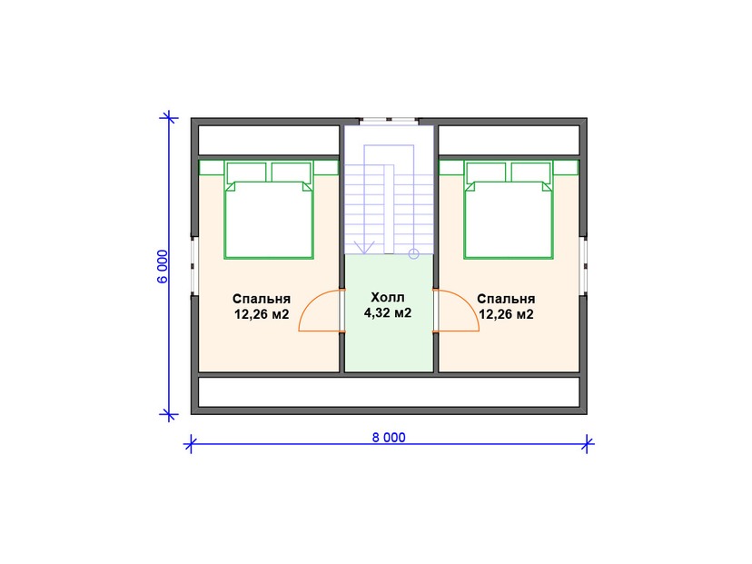 Каркасный дом 10x8 с мансардой – проект V394 "Саут-Бенд" план мансардного этажа