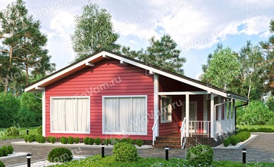 Каркасный дом с террасой и 2 спальнями V392 "Сентенниал" строительство в Черноголовке