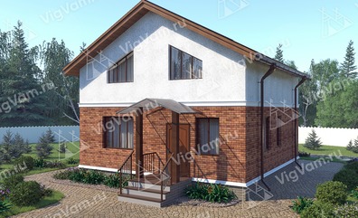 Дом из газобетона с 3 спальнями и мансардой VG342 "Мирамар" строительство в Жуковском