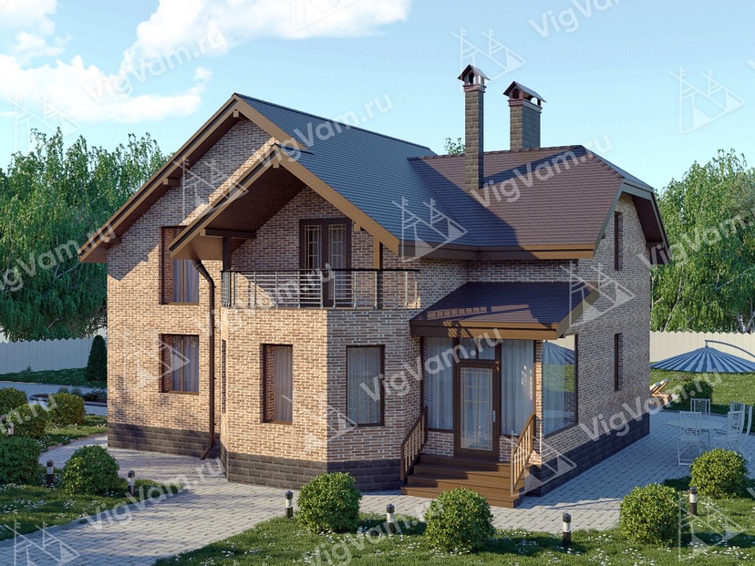 Каркасный дом с эркером и 3 спальнями V341 "Модесто"