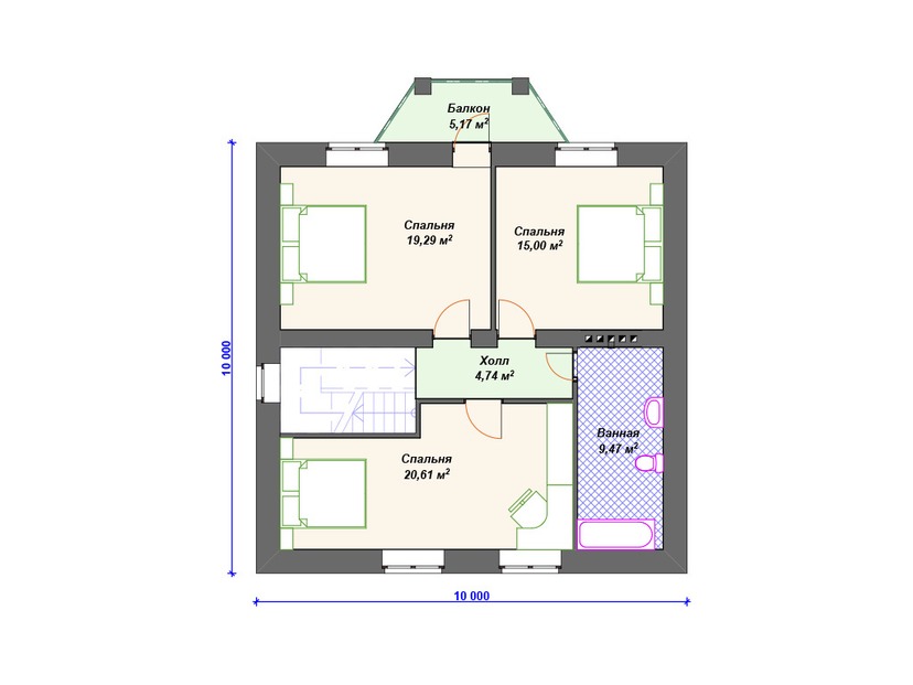 Дом из керамического блока VK334 "Патерсон" c 4 спальнями план мансардного этажа