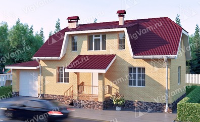 Дом из керамического блока с гаражом и 3 спальнями VK332 "Пеория"