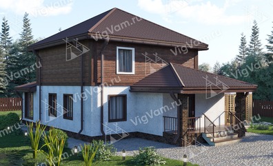 Дом из газобетонного блока с котельной, террасой - VG352 "Нэшвилл" в кредит/ипотеку