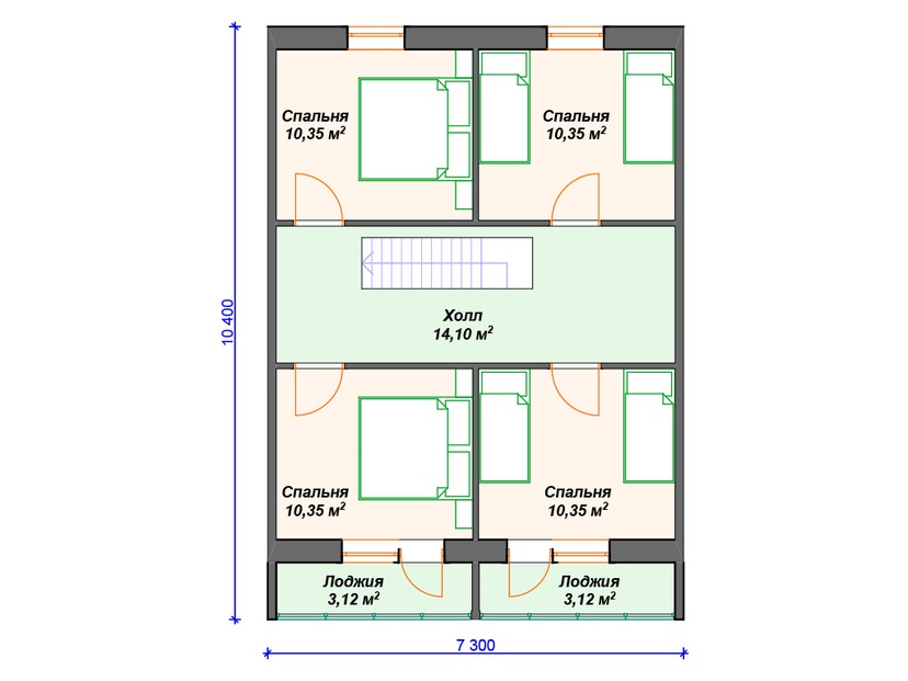 Дом из керамического блока VK305 "Гранд Прейри-Джордан" c 6 спальнями план мансардного этажа