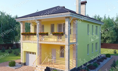 Каркасный дом с террасой V328 "Помпано-Бич"
