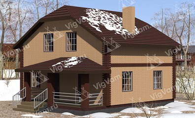 Дом из газобетонного блока с котельной, балконом, террасой - VG358 "Напервилл" в кредит/ипотеку