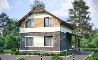 Дом из газобетона с мансардой VG266 "Уэйко" строительство в Краснозаводске