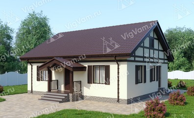 Дом из керамического блока с 3 спальнями VK285 "Ориндж" строительство в Андреевке