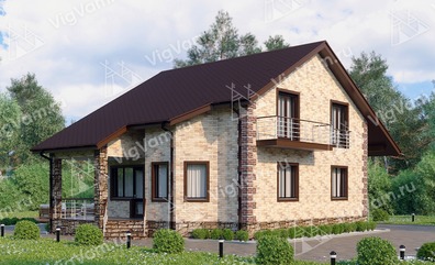 Каркасный дом с террасой V253 "Фриско"