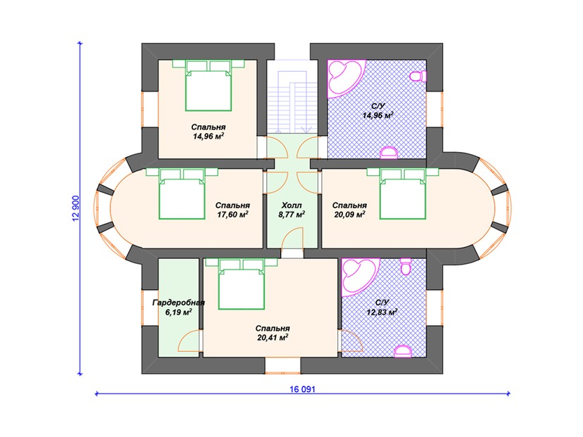 Дом по технологии Теплая керамика VK272 "Уилмингтон" c 4 спальнями план второго этажа