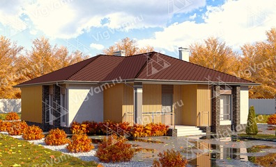 Дом из керамического блока с террасой VK219 "Нью-Джерси"
