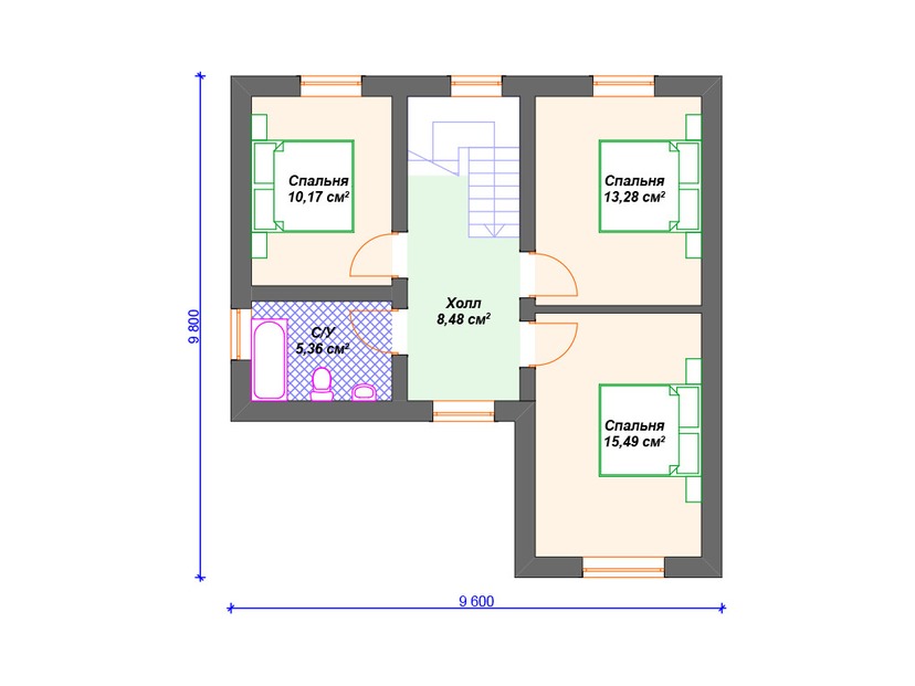 Дом по технологии Теплая керамика VK202 "Атморе" c 4 спальнями план второго этажа