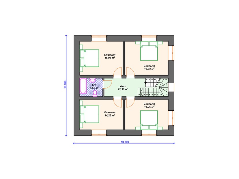 Каркасный дом 10x15 с котельной, гаражом – проект V200 "Цлантон" план второго этажа