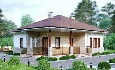 Дом из керамического блока одноэтажный VK216 "Орегон" строительство в Боброво
