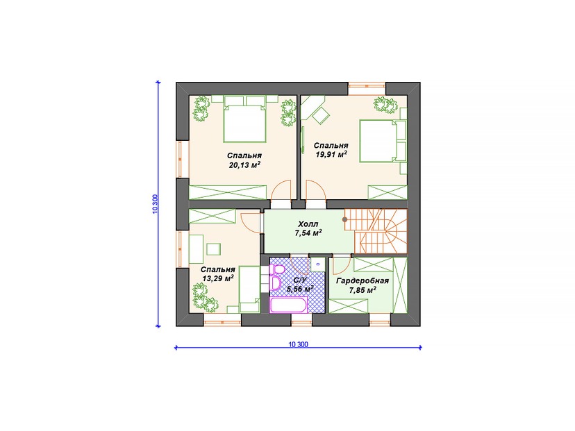 Дом из газоблока с котельной - VG173 "Харрисон" план второго этажа