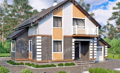 Каркасный дом 11x14 с котельной, балконом, гаражом – проект V149 "Данбур" в кредит/ипотеку