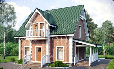 Каркасный дом с террасой V223 "Монтана" строительство в Ступино