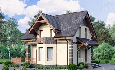 Дом из газобетона с эркером и 3 спальнями VG180 "Глобе" строительство в Быково