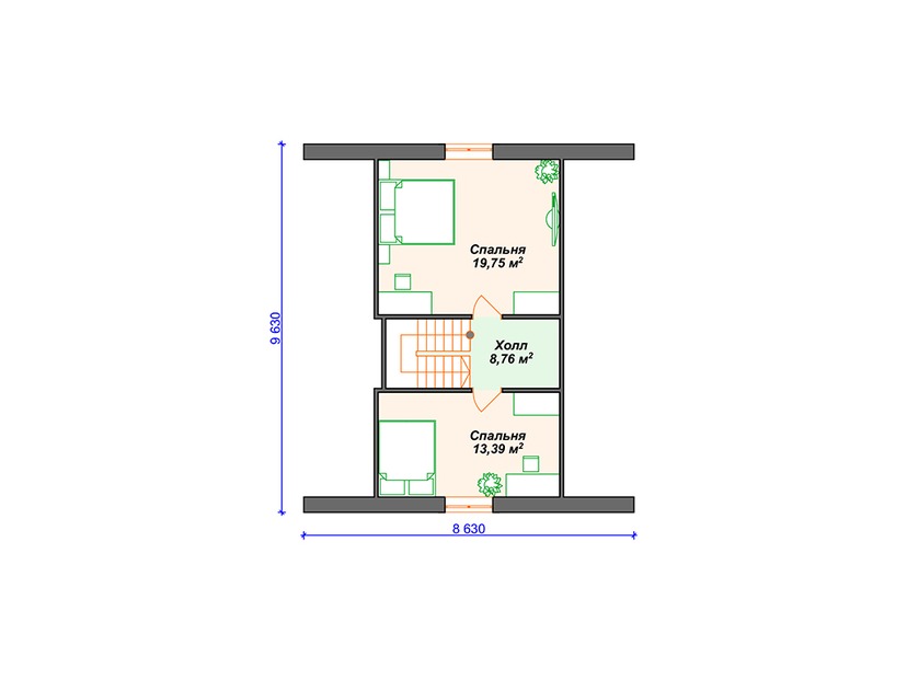 Дом из керамоблока VK116 "Ридгевуд" c 3 спальнями план мансардного этажа