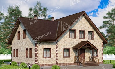 Дом из керамического блока с мансардой VK083 "Онеонта"