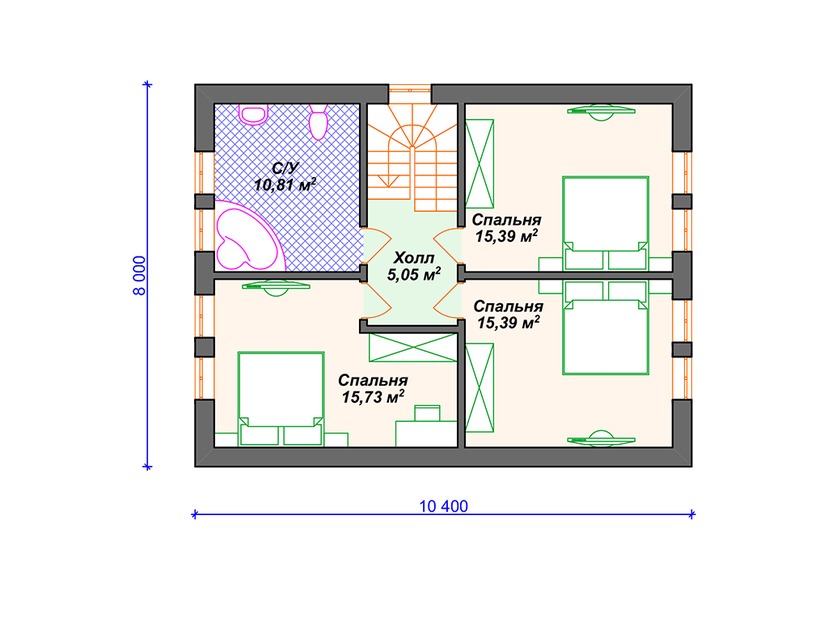 Дом из керамического блока VK082 "Платсбург" c 3 спальнями план мансардного этажа