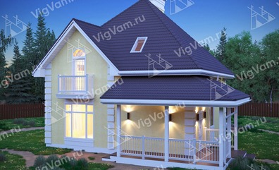 Дом из керамического блока с террасой и мансардой VK143 "Дариен"