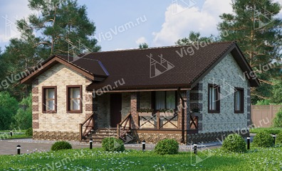 Дом из керамического блока с 2 спальнями и террасой VK074 "Кент" строительство в Звенигороде