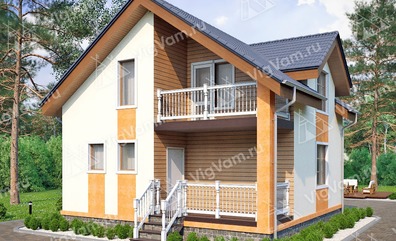 Каркасный дом 8x8 с балконом, мансардой – проект V135 "Торрингтон" в кредит/ипотеку