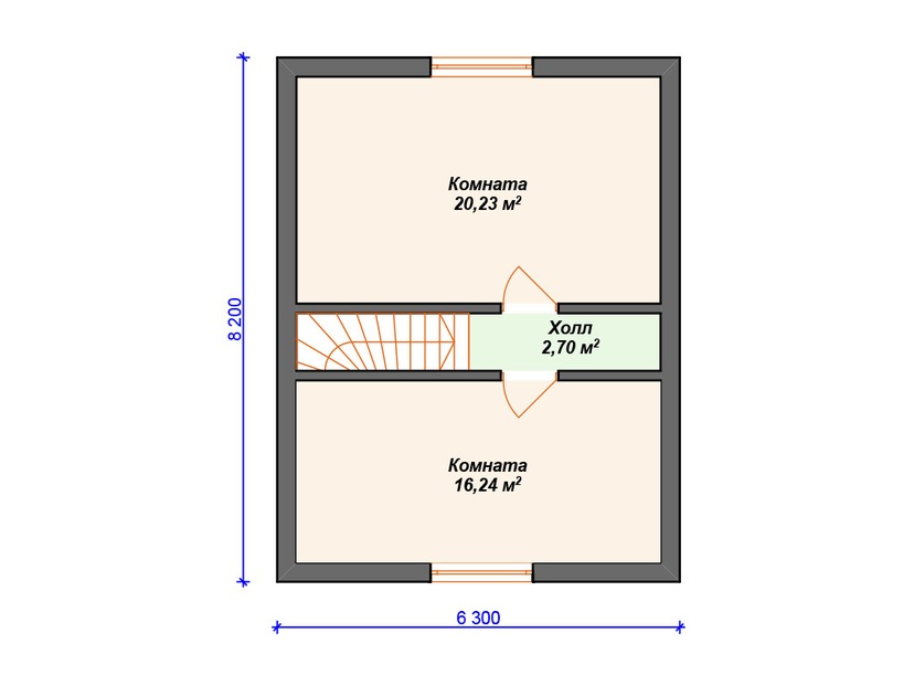 Каркасный дом 8x6 с мансардой – проект V128 "Цранфорд" план мансардного этажа