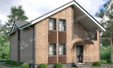 Дом из газобетонного блока с котельной, балконом, мансардой - VG127 "Едисон" в кредит/ипотеку