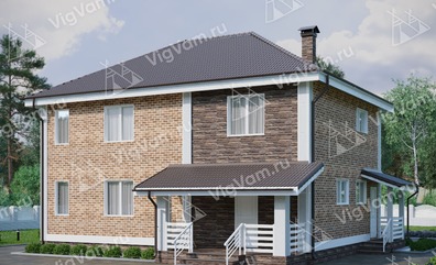 Двухэтажный дом из газобетона VG121 "Лонг Бранч"